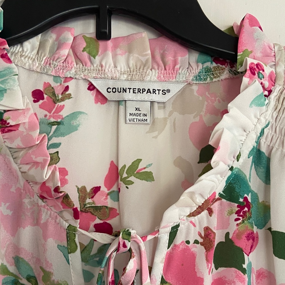Counterparts Pink and Green Floral Blouse - Picture 2 of 5